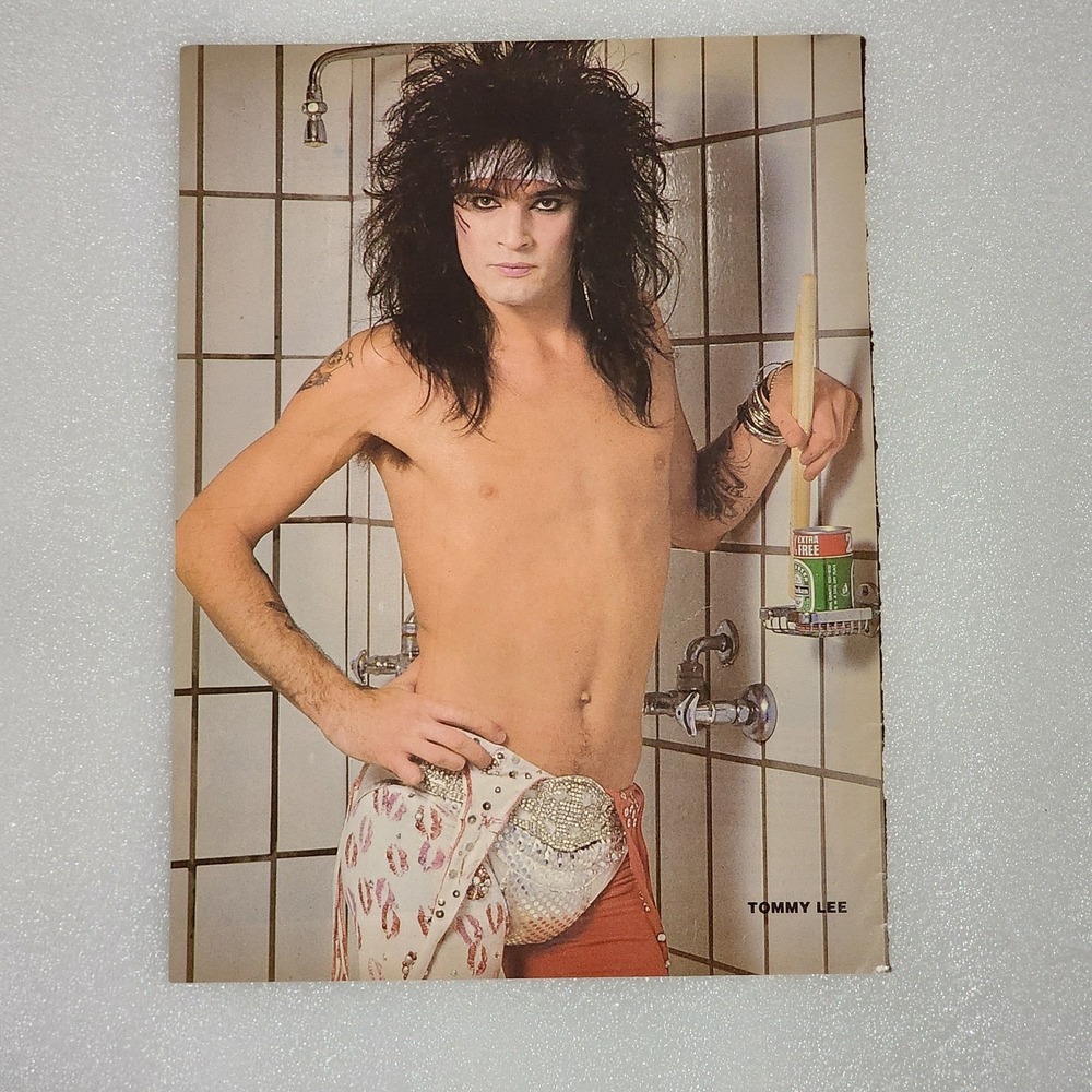 Tommy Lee Shirtless in Shower Vintage Poster Clipping 8x10 1980s Motley Crue Art